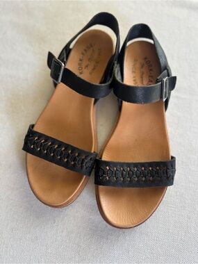 Kork-Ease Yucca Black Braided Leather Sandals | 9